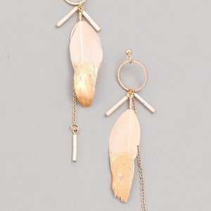 Gold and feather Earrings